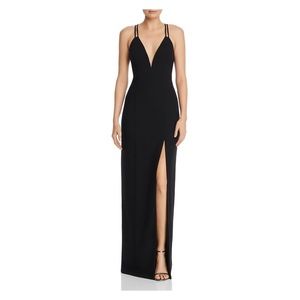 Aidan by Aidan Mattox Cutout-Back V-Neck Column Gown